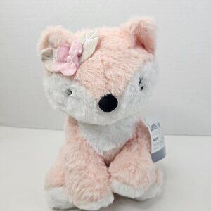 Lamb & Ivy Baby Fox Renard Plush Peachy Pink Embroidery Eyes Stuffed Animal Toy